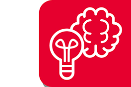 Logo des Vizerektorats Lehre (roter Hintergrund darauf Piktogramme einer Glühbirne und eines Gehirns)